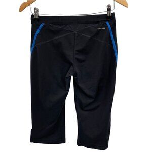 Adidas Athletic Capri Pants Womens 8 Black‎ Polyester Blue Trim Mesh Panel